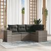 Vidaxl 4-Cz. Set da Giardino, Cuscini, Grigio, Rattan PE