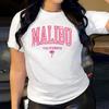 Letters Cotton T-Shirt Short Sleeve Round Neck Women 2d Print Tops