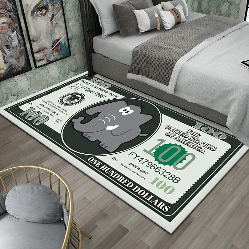 Creative Dollar Coins Cartoon Pattern Carpet Cat and Mouse Personalized Study Floor Mat Footwear Home Decoration