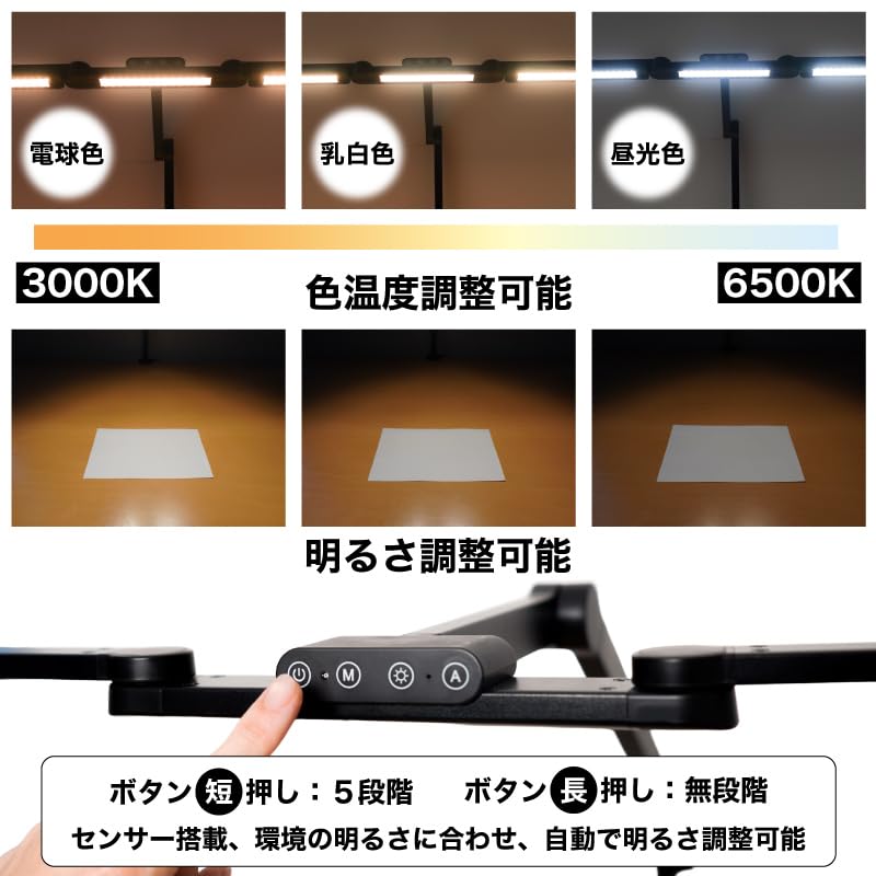 THANKO Adjustable 3-Sided Desk Light with Surface Illumination CTVLLNCBK