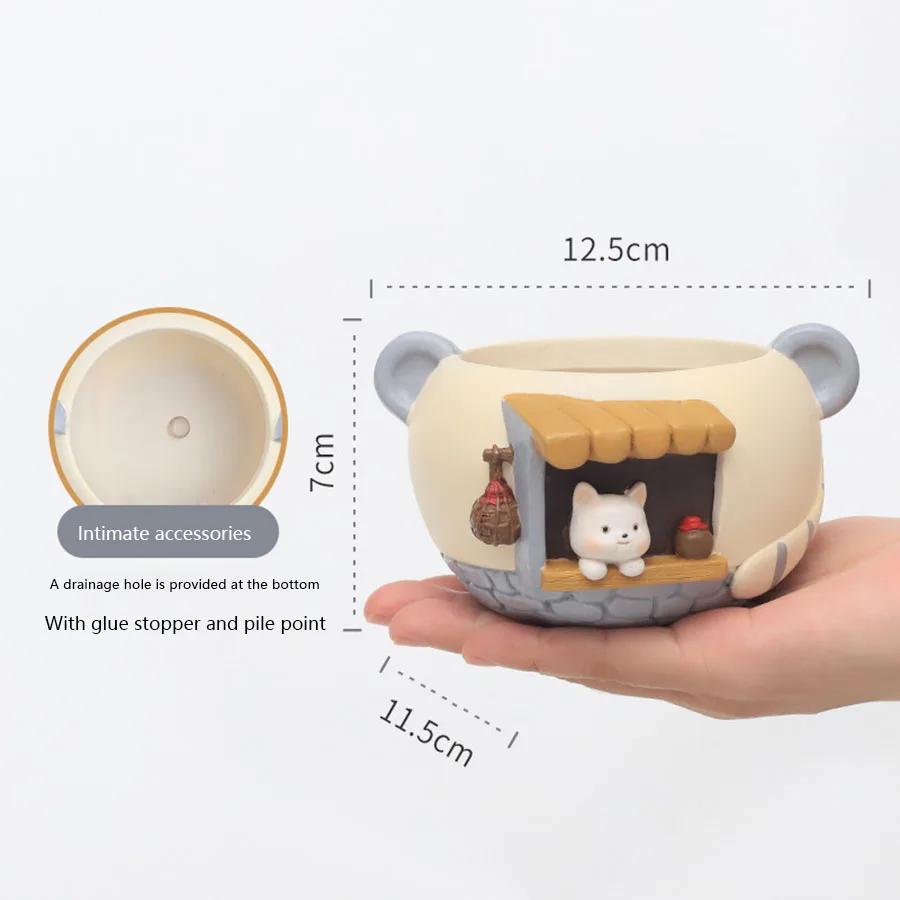 Kreslený mazlíček sukulentní květináč kancelář balkon dekorace pryskyřičný květináč mikro krajina zahradní květináč