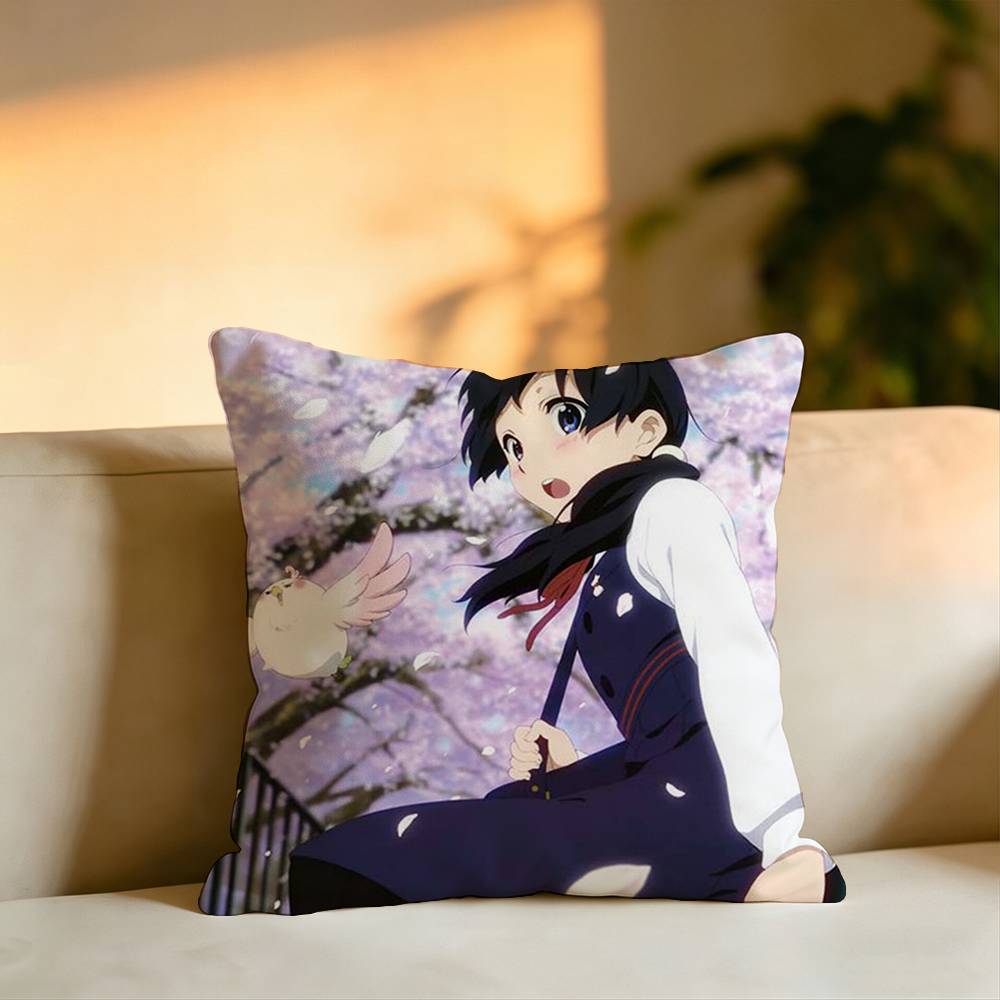 Hot Anime TTamako Market Pillow Case Square DoubleSided Sofa Cushion Cover Bedroom Bedside Pillow