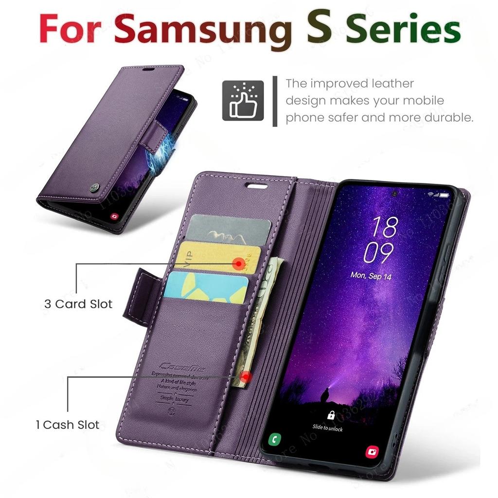 Magnetic Flip Cards Leather Magsafe Case For Samsung A56 A36 A26 A06 A16 A55 A35 A25 A15 A05S S25 Edge S24 S23 S22 S21 S20 Ultra Plus FE Cover