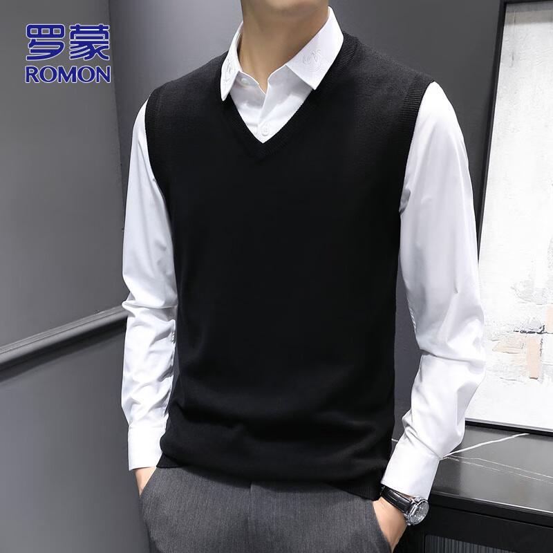 Romon Men's V-Neck Knit Vest Sweater
