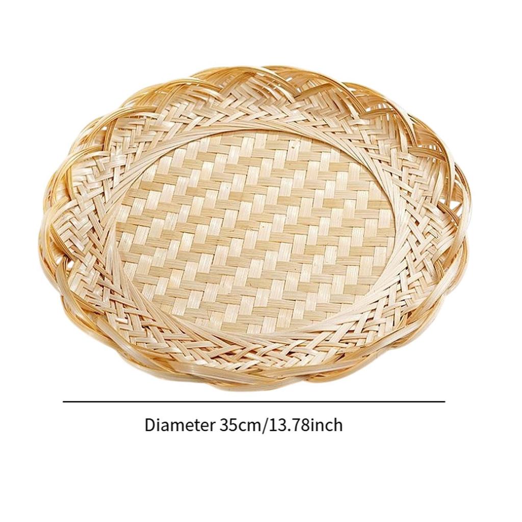 Bambuskorb Tablett Lebensmittelaufbewahrung Servierplatte Handgeflochtener Behälter Leichter Brotkorb für Zuhause Snacks Gemüse Party Küche