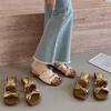 Versatile Thick Heel Square Head Open-toed Sandals Summer New Bow Outer Slippers Women