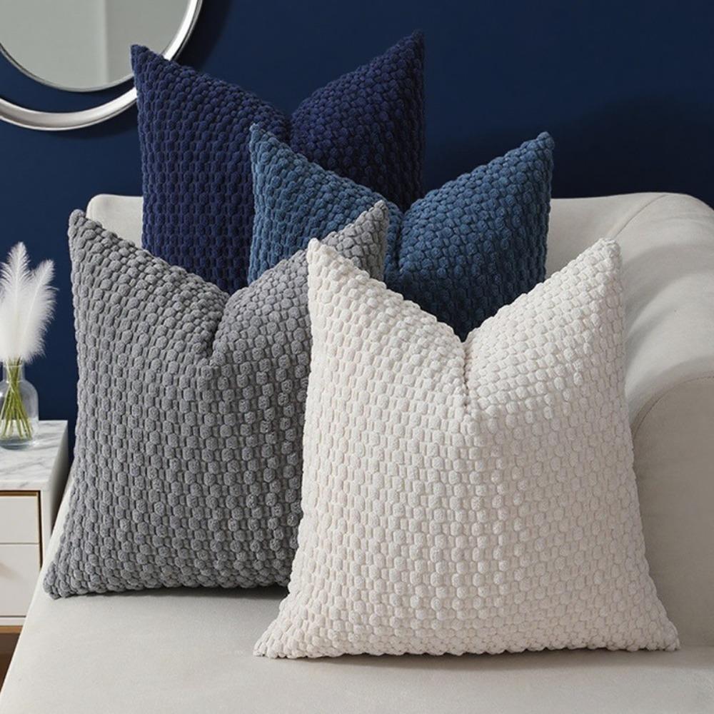 4PCS Solid Color Corn Kernel Throw Pillow Cover Grainy Texture Pillowcase Farmhouse