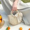 Summer woven bag women's niche design semi-round straw woven bag leisure vacation wind beach bag women's portable messenger bag