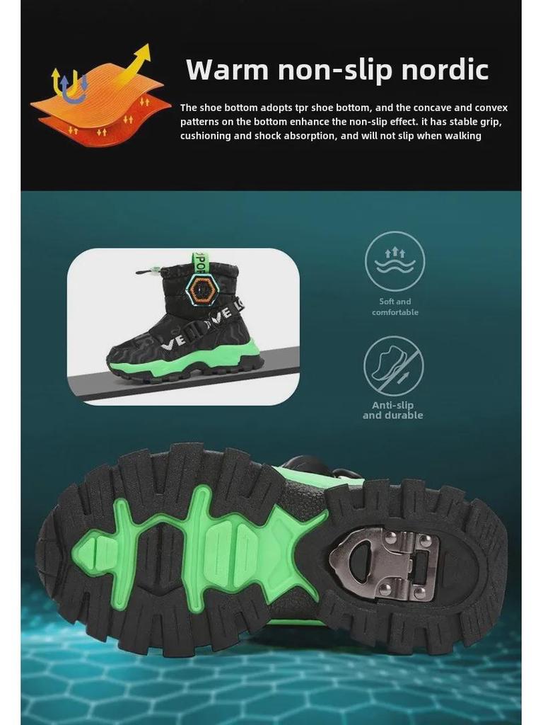 Northeast Kids' Waterproof Winter Snow Boots with Thick Velvet Lining