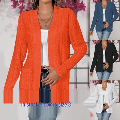 Cardigan elegant cu mâneci lungi, culoare uni, cu buzunare - Colecția de toamnă 2025