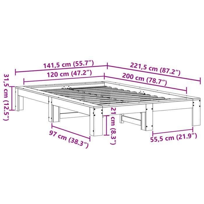 VidaXL Bed Frames Without Mattress 120x200 Cm Solid Pine Wood 3308741