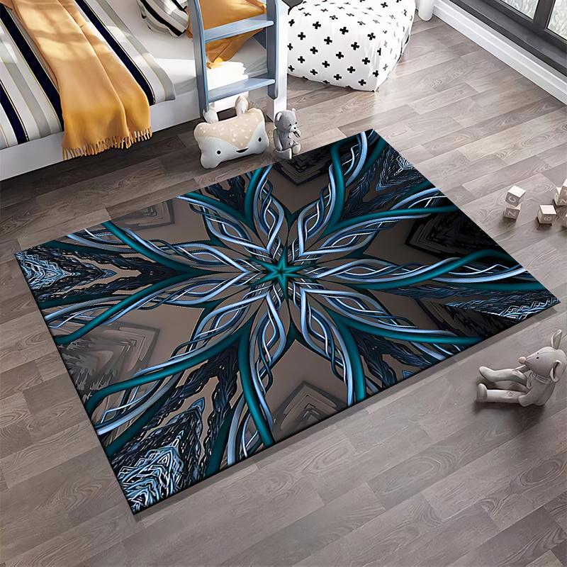 Modern Abstract Blue Geometric Pattern Carpet for Living Room Decor Suitable for Use As an Anti-slip for Living Room Bedroom Sofas