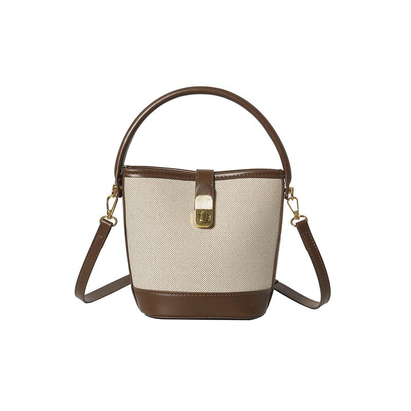 Torebka damska nowa modna przenośna torebka typu bucket niszowy design kontrastowe łączenie kolorów na ramię listonoszka