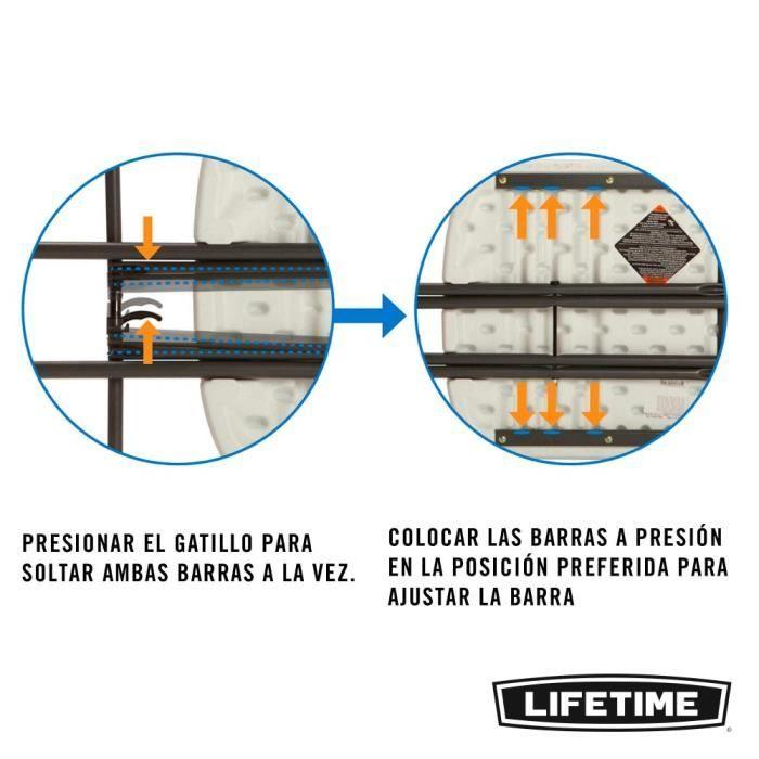 Bardzo wytrzymały, wielofunkcyjny stół składany na całe życie - LIFETIME - 66x46x61 / 66/71 cm - Prostokątny - Biały