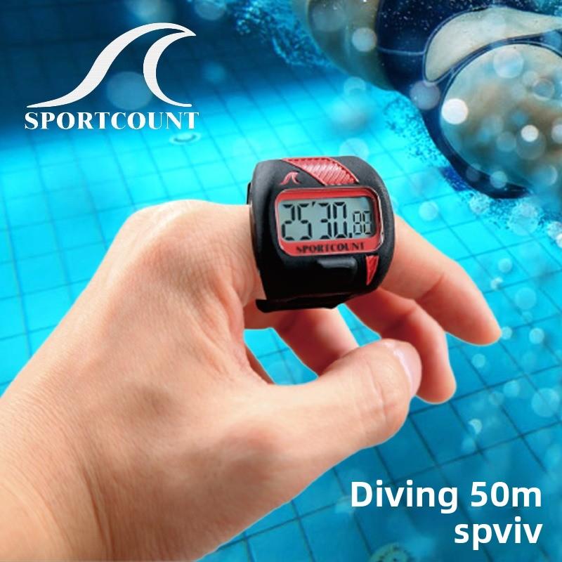 

Swimming Waterproof One-handed Stopwatch, Fingertip Swimming Watch Ring Sports Waterproof Diving Training Instructor Stopwatch F14-red
