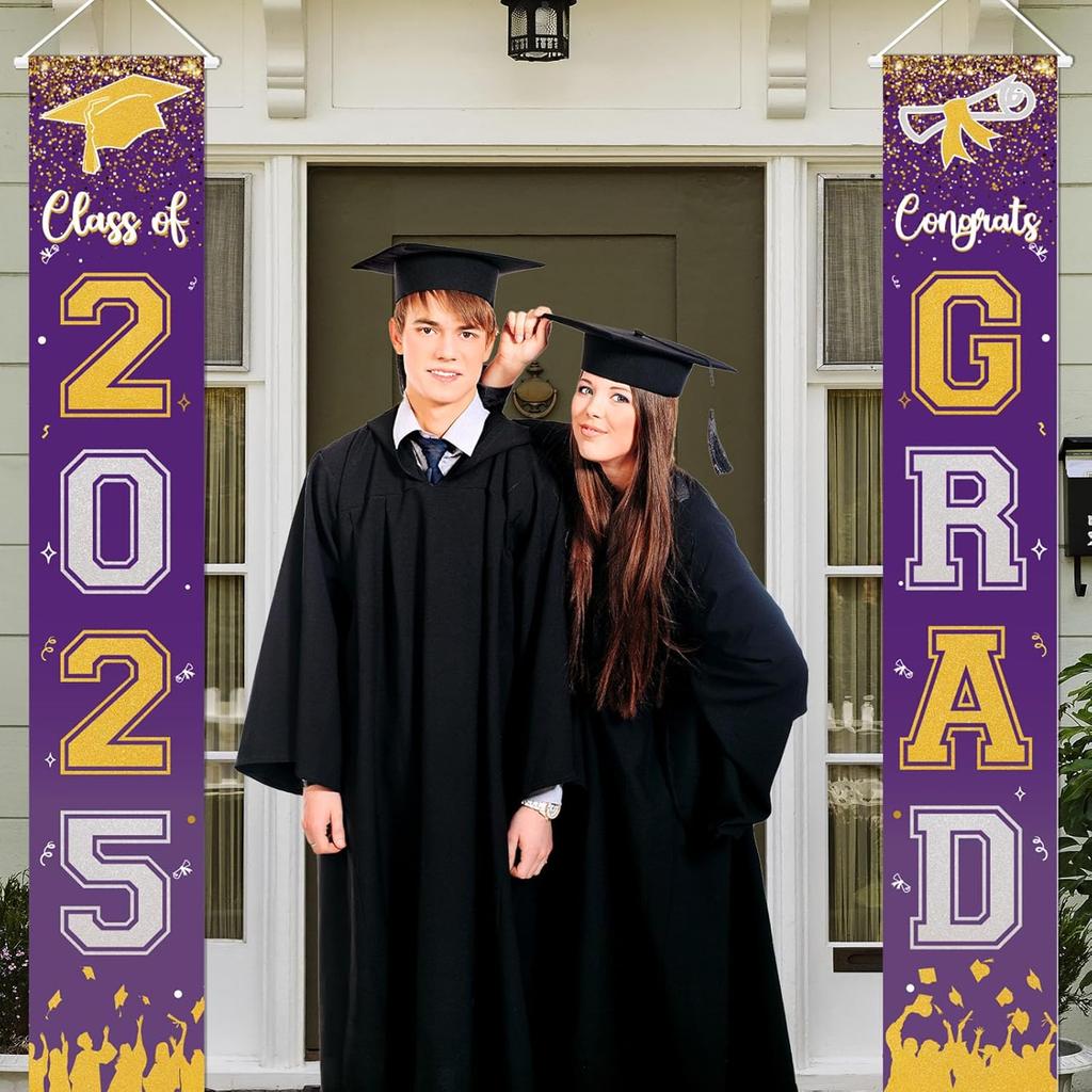2025 Graduation Decorations - Class of 2025 Porch Banner Sign Congrats Grad Porch Banner, Graduation Party Decorations for Home/School Porch Door
