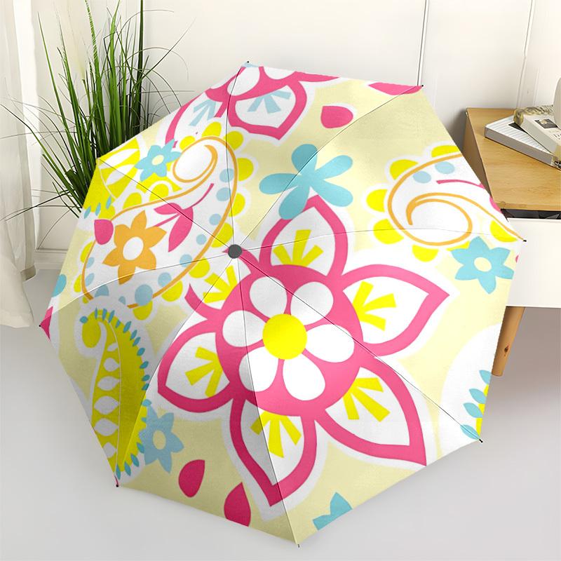 

1pc Floral Mandala Automatic Opening/Closing Umbrella with Operation & Windproof Canopy yy260311100
