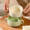 Ceramic Double-Ear Steamer Bowl - Creative 2025 Model for Soups and Steamed Eggs