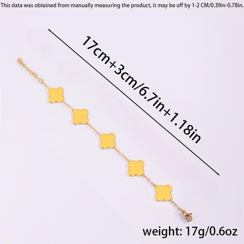 Titanium Steel Bracelet - Luxury Four-leaf Clover Bracelet for Sophisticated Women. Fashionable and Niche Couple's Flower-shaped Jewelry Bracelet.