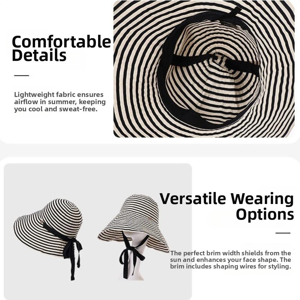 Wide Brim Fisherman Hat Striped UV Protection Hat Fashion Wide-Brimmed Hat  Outdoor Sports