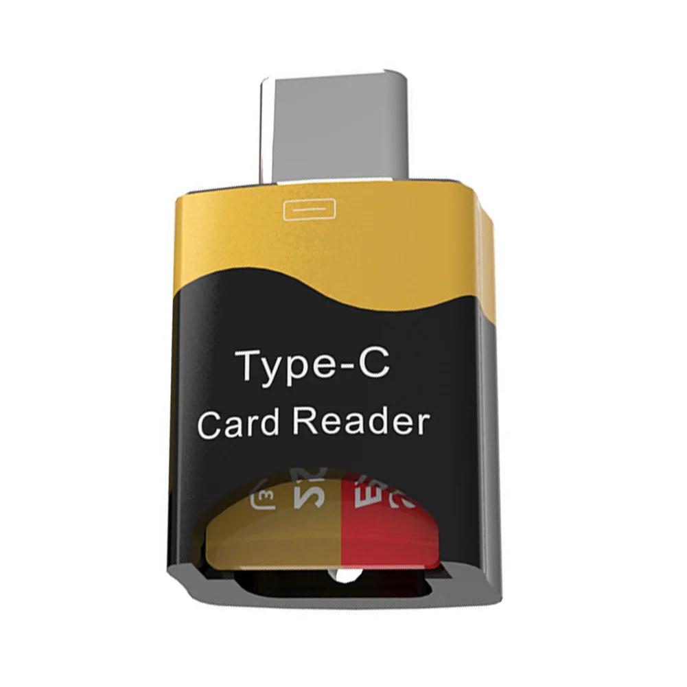 Type-C Card Reader Aluminum Alloy Mini Phone TF Card Reader Hidden Card Slot Plug and Play Flash Drive for Huawei iPad Macbook