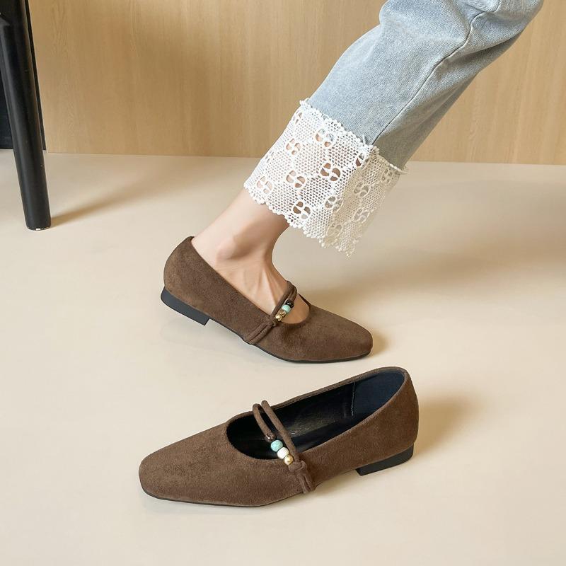 Retro Single-strap Shallow Opening Flat Single Shoes for Women