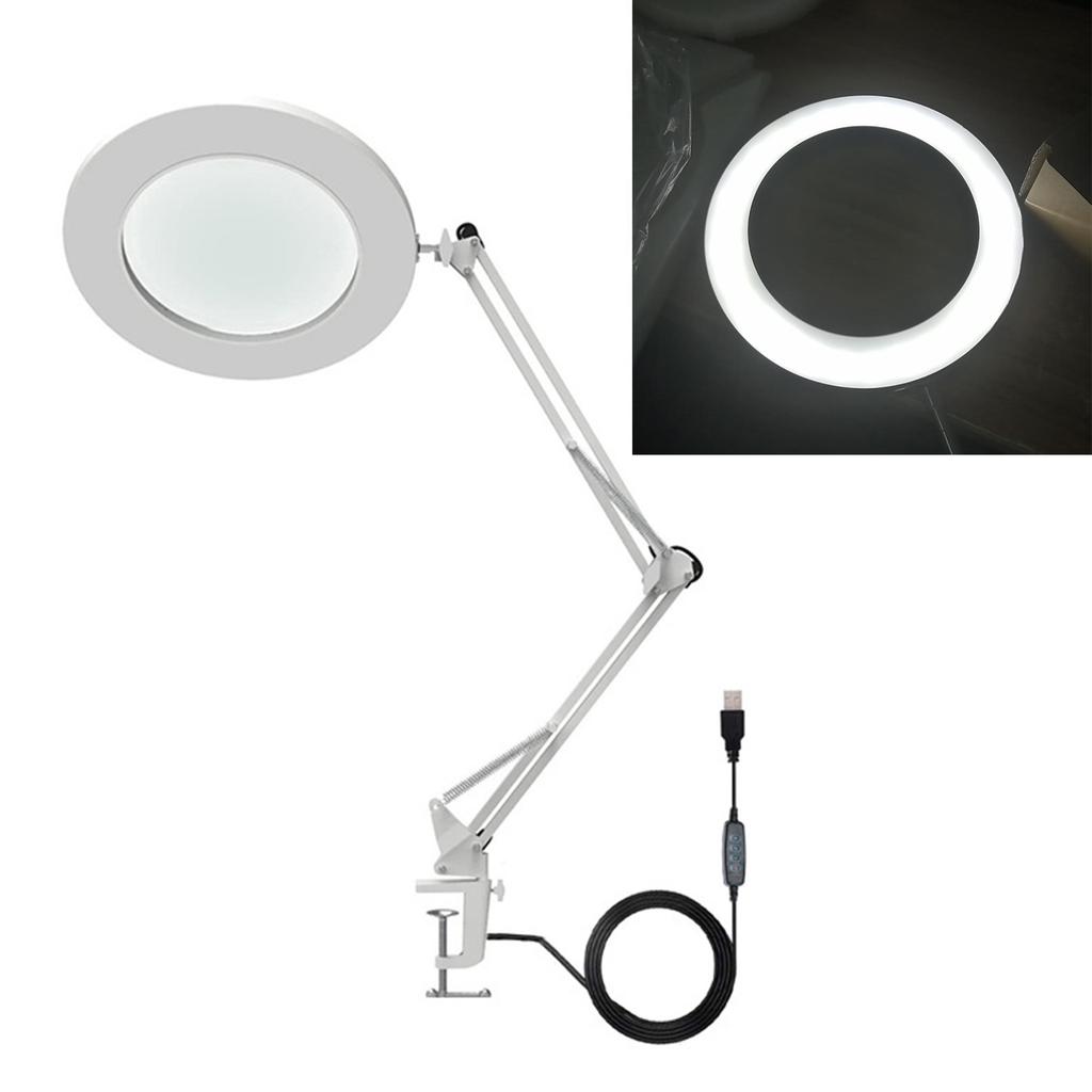 10X Vergrootglas met LED-licht Flexibele Arm Helderheid   3 Kleuren Werkbanklamp met Clip