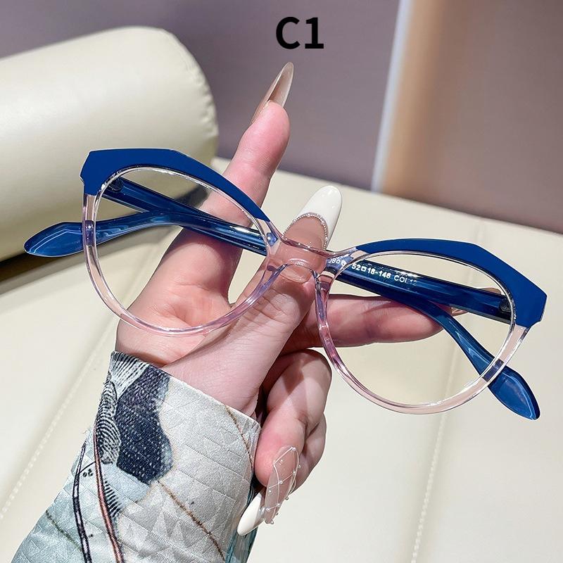 

Women s eyewear: trendy oversized color block cat-eye glasses
