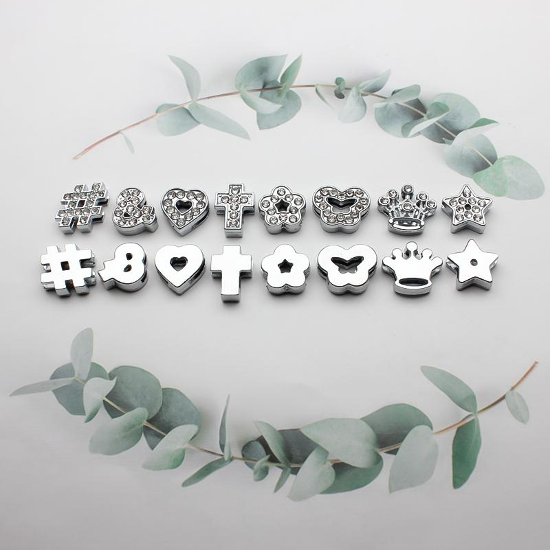 210pcs/lot 8mm Rhinestone Slide Letter Charms Alphabet A-Z For Bracelet Pet Collar Necklace DIY Jewelry Making Accessories