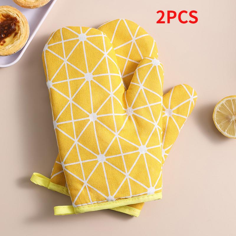

2pcs Geometric Heat Resistant Oven Mitts 356°F Baking Gloves with Elastic Cuffs Gray & White Pattern for Cookies Roasting Pans