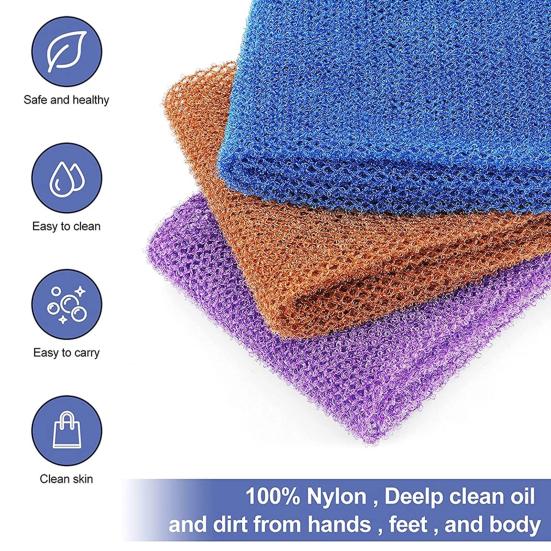 Exfoliating Washcloth Super Absorbent Extra-Long Quick-Dry Highly Elastic Reusable Remove Dead Skin Nylon Thickened Back Scrubber Exfoliating Towel