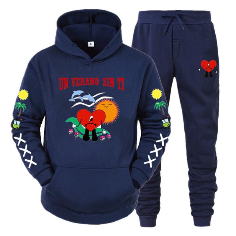 Hoodie Set Bad Bunny UN VERANO SIN TI Print Sweatshirt Men Women Unisex Oversized Fashion Casual Long Sleeve Pants Suit Clothes