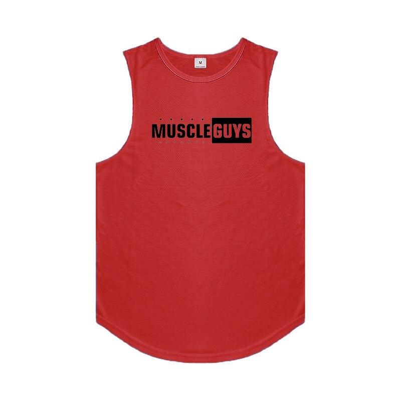 

Чоловіча безрукавка для бодібілдингу Muscleguys Summer New Tide Молодіжна фітнес-футболка без рукавів Майка з сітки Особистий м’язовий жилет Одяг для спортзалу XXL червоний