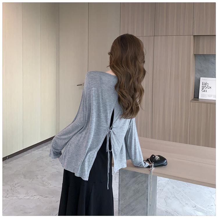 2025 Spring/Summer French Black Spaghetti Strap Slit Dress & Sun Protection Cardigan Set