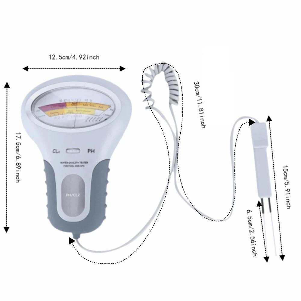 Plastic Water Quality Tester 2-in-1 PH Level Meter Durable Spa Water Analyzer