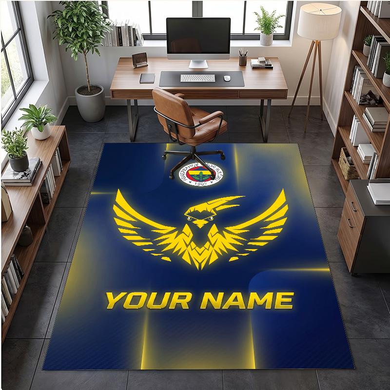 Crystal Velvet Rug Fenerbahçe FC Print Custom Name Text Floor Mat Home Decor