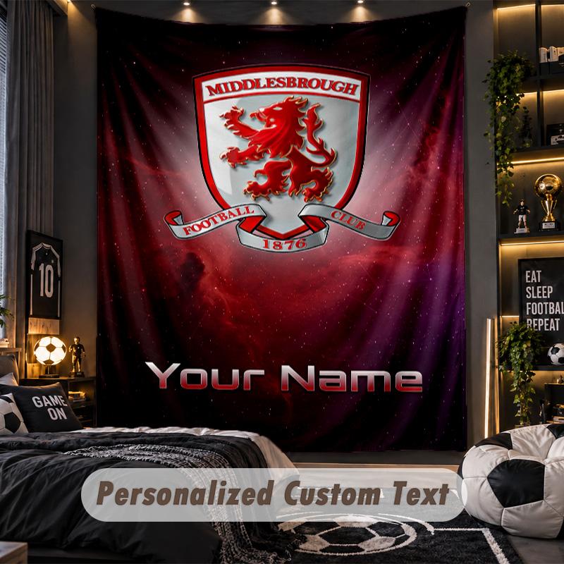 TapestryMiddlesbrough FC Custom Name Text Personalized Wall Hanging Tapestry Home Wall Decor