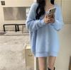 Women's Imitation Mink V-Neck Sweater - Spring & Autumn Korean Sweet Lazy Style, Soft & Plus Size Knitted Sweater