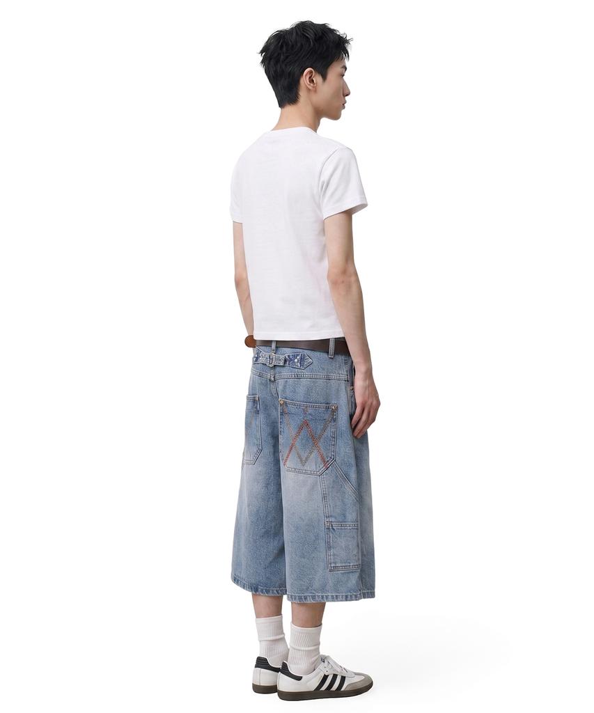 Mimdeowodeulobeu Argyle Bermuda Denim Pants