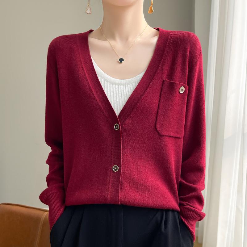 Long Sleeve Knitted Cardigan Women's Short Jacket Sweater High Design Niche Loose Thin V-Neck Top