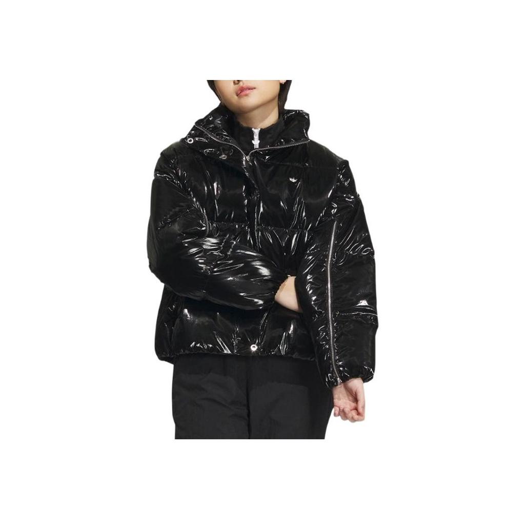 Adidas Originals 600 Puffy Plain Glossy Loose-Fit Down Jacket Women Outerwear Black IU4797