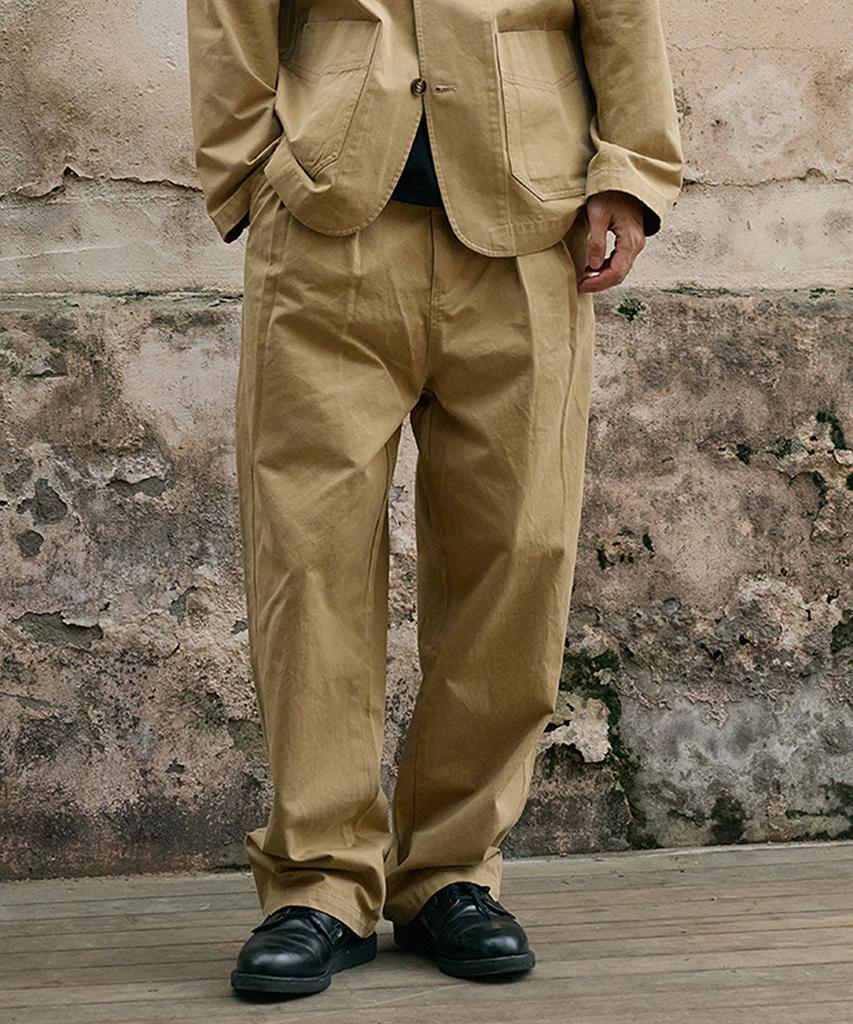 HEAVYI Heavy Cotton One-Pleat Pants_Beige