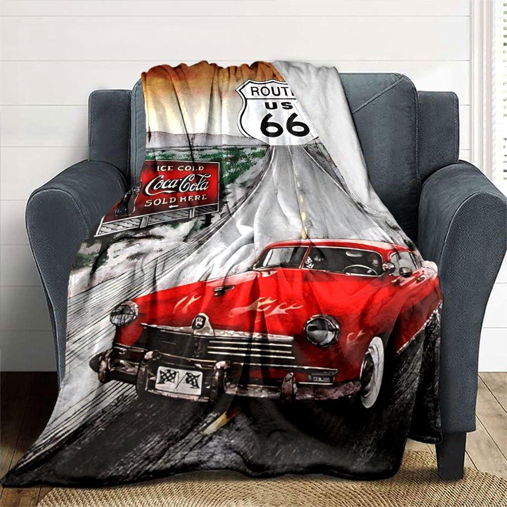 1pc Route 66 3 Blanket Soft Warm Throw for Home, Office, Travel All Season Cozy Bedding Gift, Office Cozy Accessory