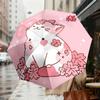 1pc Cherry Blossom Cat Automatic Folding Umbrella 8 Rib Iron Frame,  Suitable for Travel, Daily Use, Birthday, Women & Men Gift c1231073