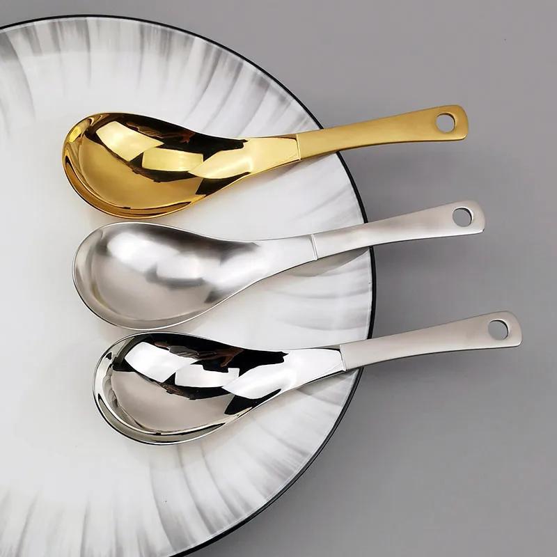 Stainless Steel Soup Spoon Simplicity Household Tableware Children's Soup Spoon Kitchen Tool High Appearance Level Dinner Scoop