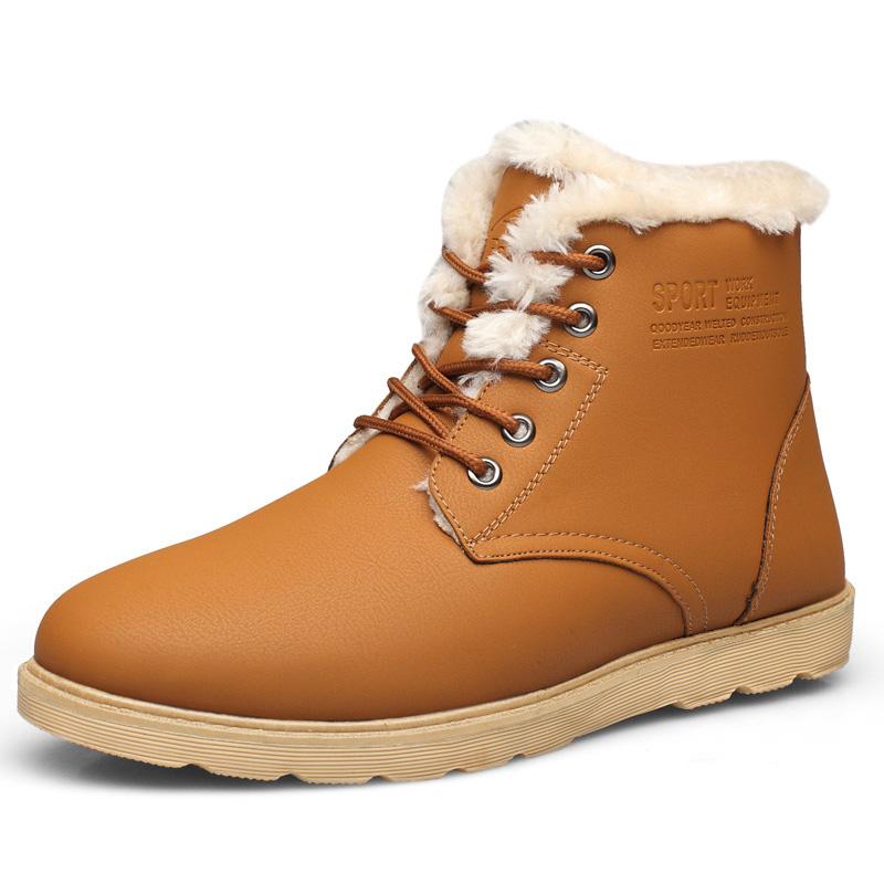 Fashion Fahsion Men Boots Warm Plush Boots For Men Lace Up Ankle Boots Men Fashion Black Shoes Outdoor Work Shoes Male Sneakers Footwear
