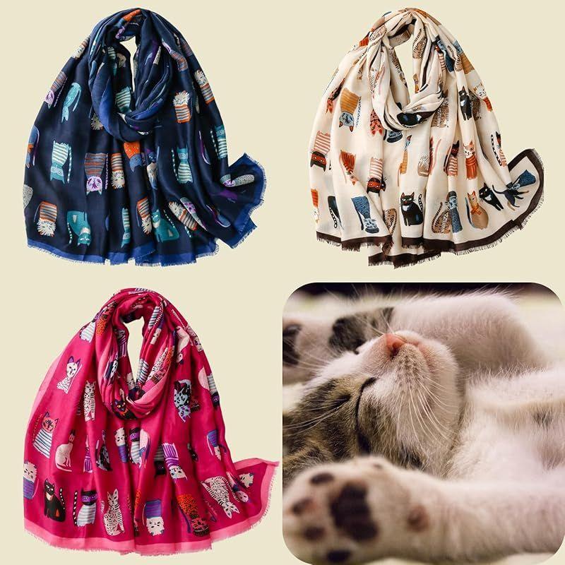 Used [New] [kinaviola] Cat Scarf Shawl Muffler Wrap Large Size All Season Women's Fashion Accessory Natural Stylish Cat Goods Cat Gifts (Green) 1