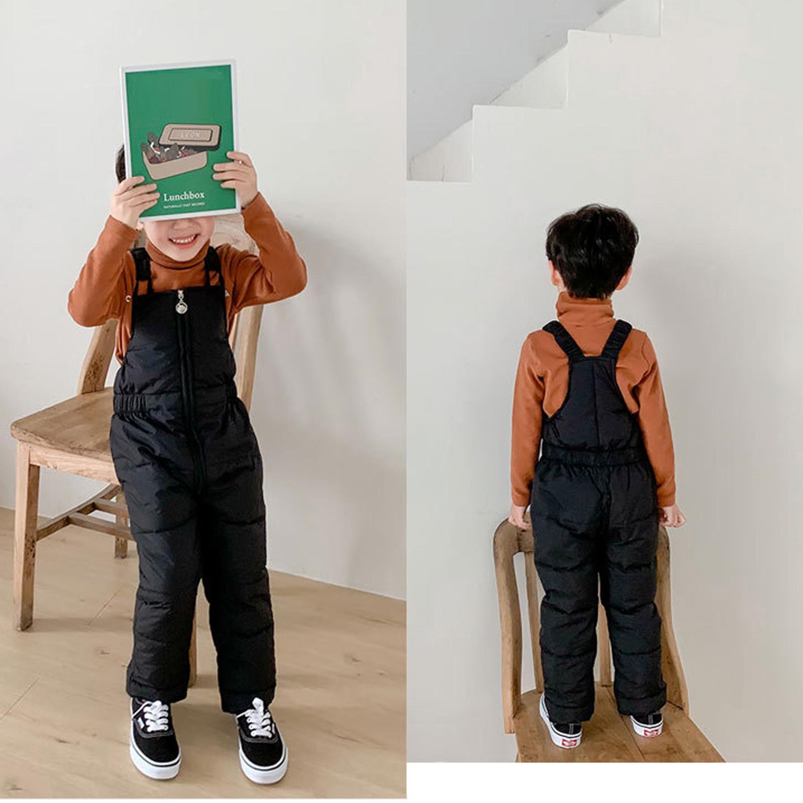 

Детские облегающие однотонные теплые лыжные штаны, уличные лыжные штаны на слинге 120 чёрный