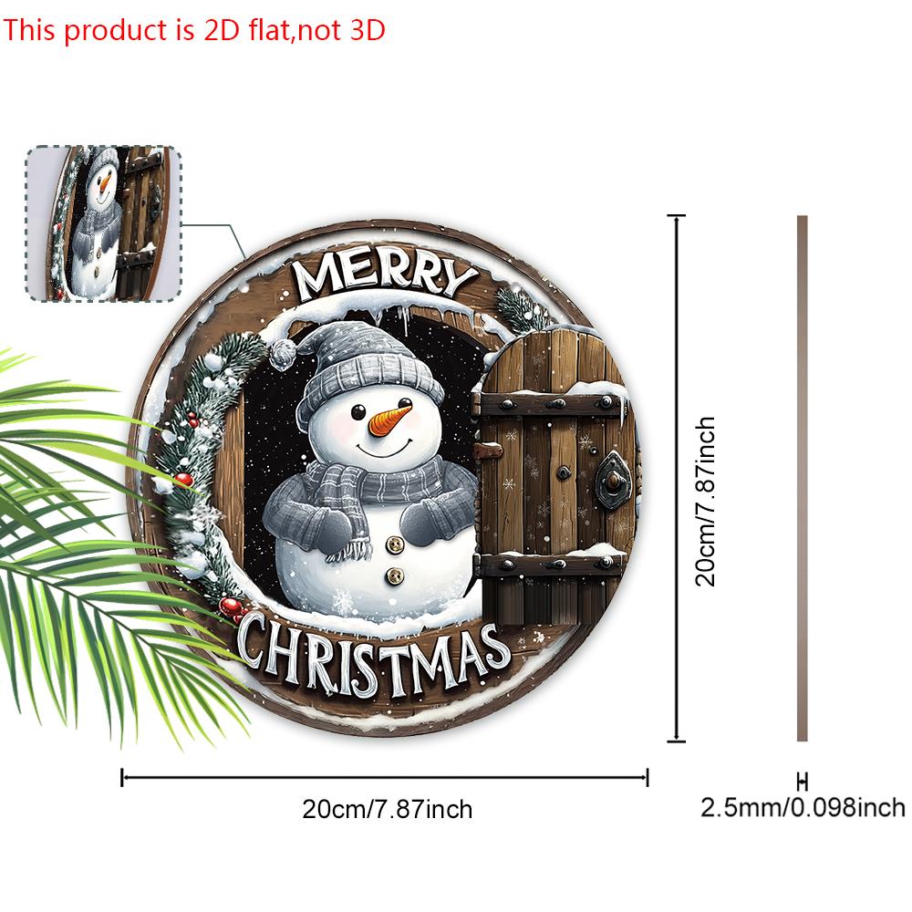 Warm Winter Christmas Wooden Sign with Snowman Pattern - Navidad Round Sign for Front Door, Wall Hanging Decor - Ideal Christmas Ornament
