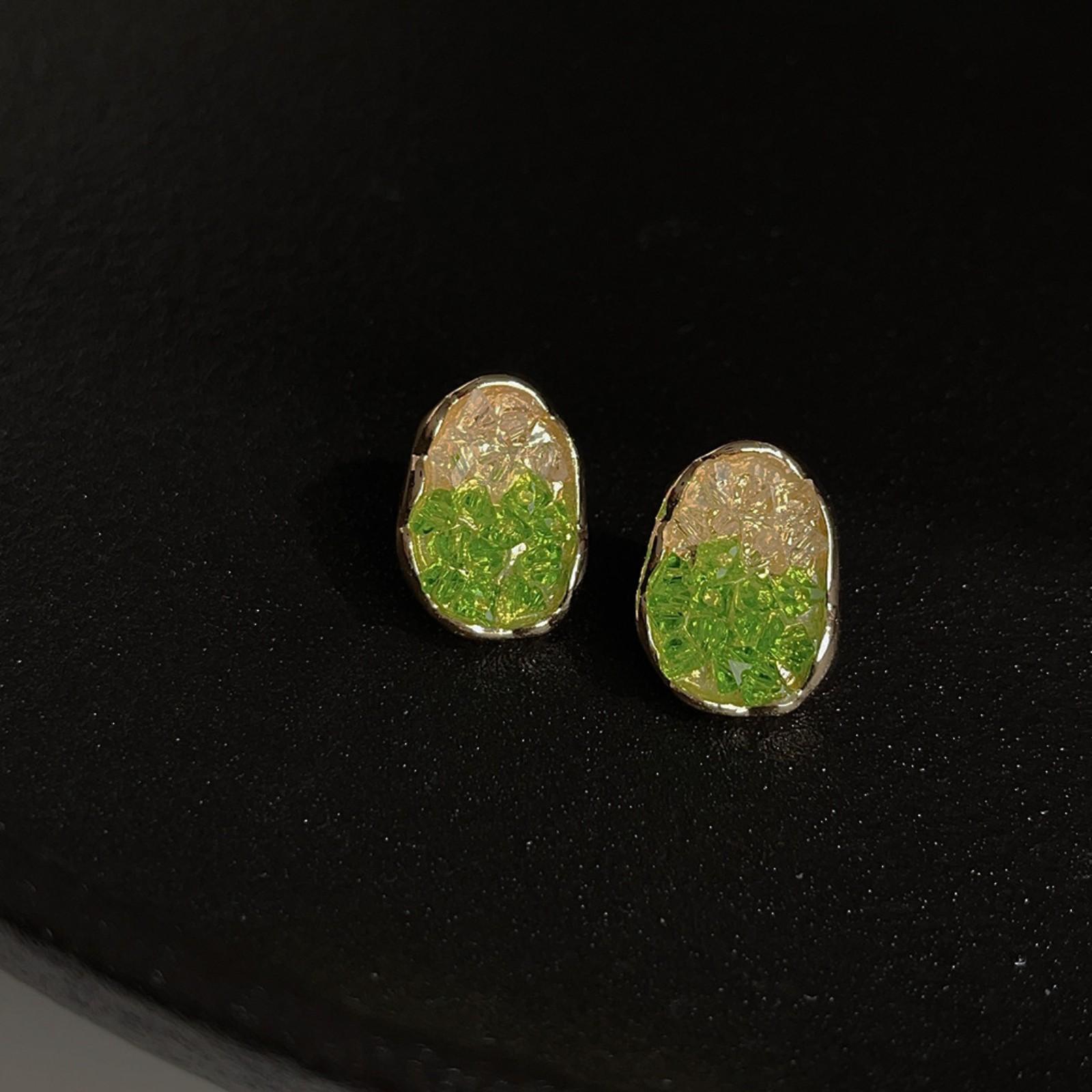 

Gradient Crystal Earrings For Women, Japanese And Korean Sweet And Fashionable Earrings, Commuting High-end Earrings One Size зелёный